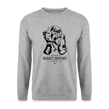Basset Hound Mom Hunde Hund Wilsigns - Unisex Pullover - Weißgrau meliert - Vorne - Alina (178cm) & Michal (187cm)