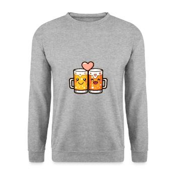 Bière Couple Amour Coeur Drôle - Sweat-shirt Unisexe - gris chiné - Devant - Alina (178cm) & Michal (187cm)