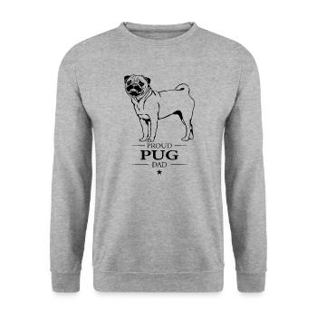 Pug Dad Hunde Hund Mops Wilsigns - Unisex Pullover - Weißgrau meliert - Vorne - Alina (178cm) & Michal (187cm)