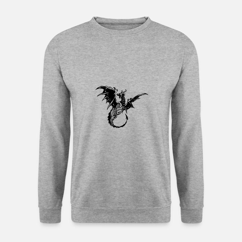 Drache - Unisex Pullover - Weißgrau meliert