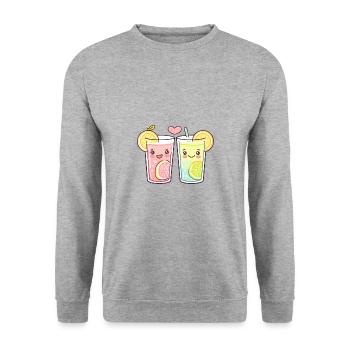 Lemonade Couple Love Drink Heart Funny - Unisex Sweatshirt - salt & pepper - Front - Alina (178cm) & Michal (187cm)