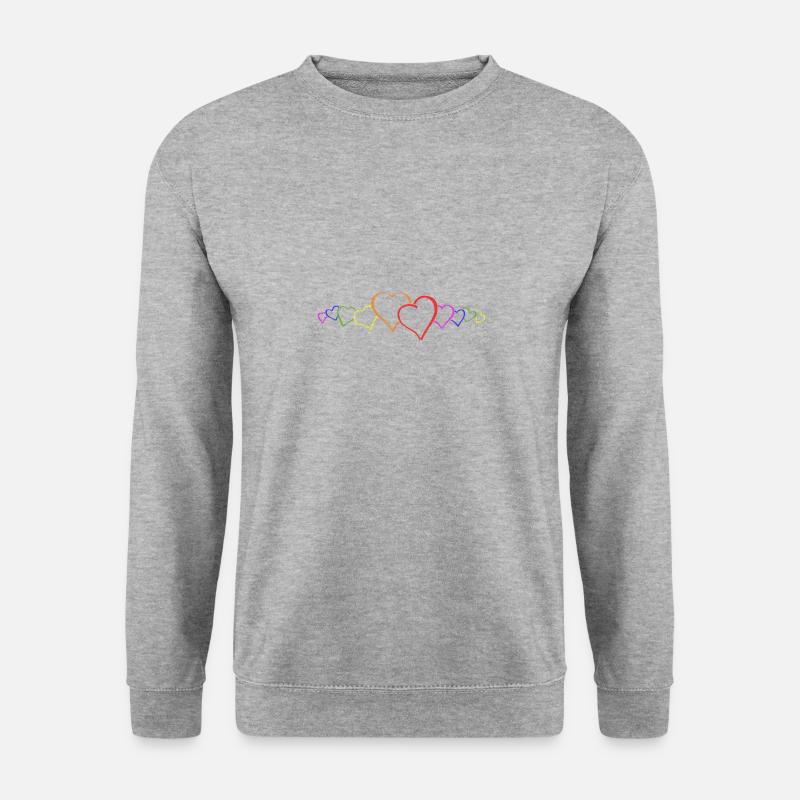 LGBT Herzen Gay Pride Love CSD Hearts - Unisex Pullover - Weißgrau meliert