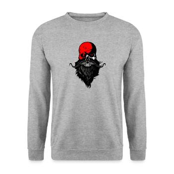 tete de mort Schädel Glatze hipster Bart barb - Unisex Pullover - Weißgrau meliert - Vorne - Alina (178cm) & Michal (187cm)