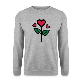 Valentine's Rose in heart shape - Unisex Sweatshirt - salt & pepper - Front - Alina (178cm) & Michal (187cm)