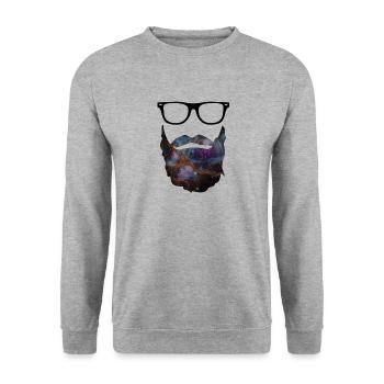 Barbe - barbe avec des lunettes - Sweat-shirt Unisexe - gris chiné - Devant - Alina (178cm) & Michal (187cm)