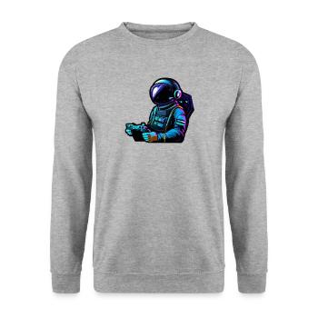 Gamer Astronaut - Unisex Pullover - Weißgrau meliert - Vorne - Alina (178cm) & Michal (187cm)