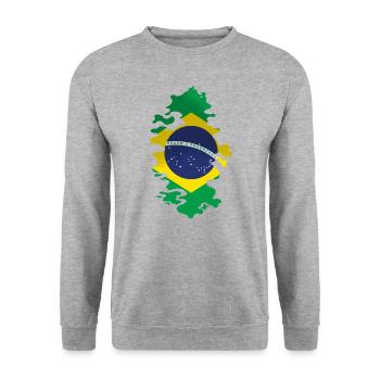 Brasilien Flagge Brasilianische Fahne Südamerika - Unisex Pullover - Weißgrau meliert - Vorne - Alina (178cm) & Michal (187cm)