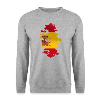 Drapeau d’Espagne Vintage Drapeau espagnol d’occasion Look - Sweat-shirt Unisexe - gris chiné - Devant - Alina (178cm) & Michal (187cm)