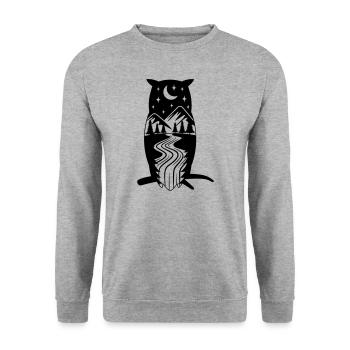 OWL OWL BIRD BIRDS NATURE FOREST MOUNTAINS MOTIF EAGLE OWL - Unisex Sweatshirt - salt & pepper - Front - Alina (178cm) & Michal (187cm)