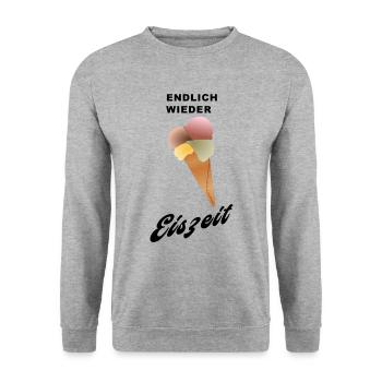endlich wieder EISZEIT - Unisex Pullover - Weißgrau meliert - Vorne - Alina (178cm) & Michal (187cm)