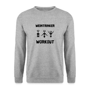 Weintrinker Workout Geschenkidee Flaschenöffner - Unisex Pullover - Weißgrau meliert - Vorne - Alina (178cm) & Michal (187cm)