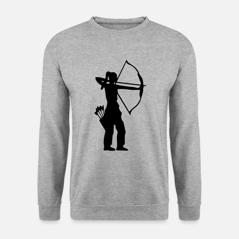Bogenschützin mit Pfeilköcher Bogenschießen - Unisex Pullover - Weißgrau meliert