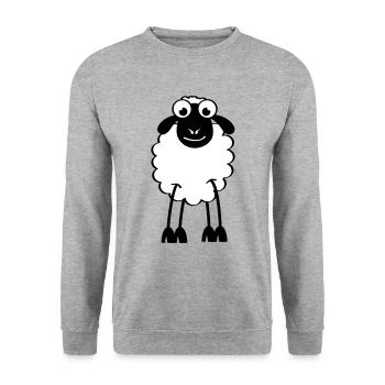Sheep, white or black sheep. Dreaming or sleeping - Unisex Sweatshirt - salt & pepper - Front - Alina (178cm) & Michal (187cm)