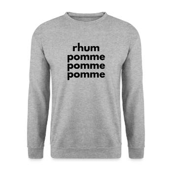 Rhum pomme pomme pomme - Sweat-shirt Unisexe - gris chiné - Devant - Alina (178cm) & Michal (187cm)