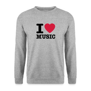 I love music DE - Unisex Pullover - Weißgrau meliert - Vorne - Alina (178cm) & Michal (187cm)