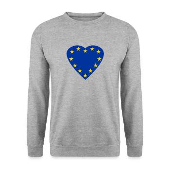 Étoiles de l'UE en forme de cœur Europe Union européenne - Sweat-shirt Unisexe - gris chiné - Devant - Alina (178cm) & Michal (187cm)