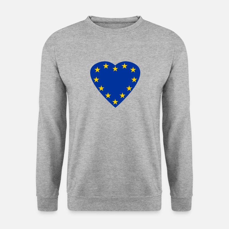 EU Sterne in Herzform Europa Europäische Union - Unisex Pullover - Weißgrau meliert