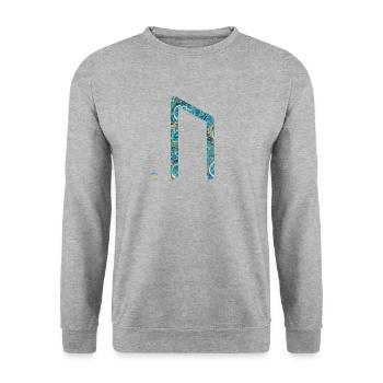 rune uruz e 100 - Unisex Pullover - Weißgrau meliert - Vorne - Alina (178cm) & Michal (187cm)