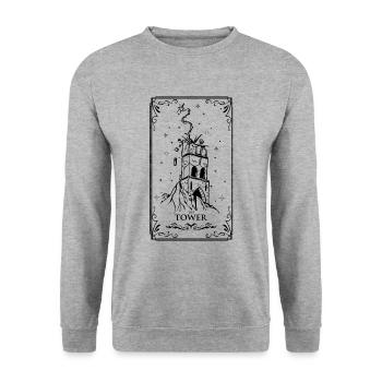 La TOUR tarot card - Unisex Sweatshirt - salt & pepper - Front - Alina (178cm) & Michal (187cm)