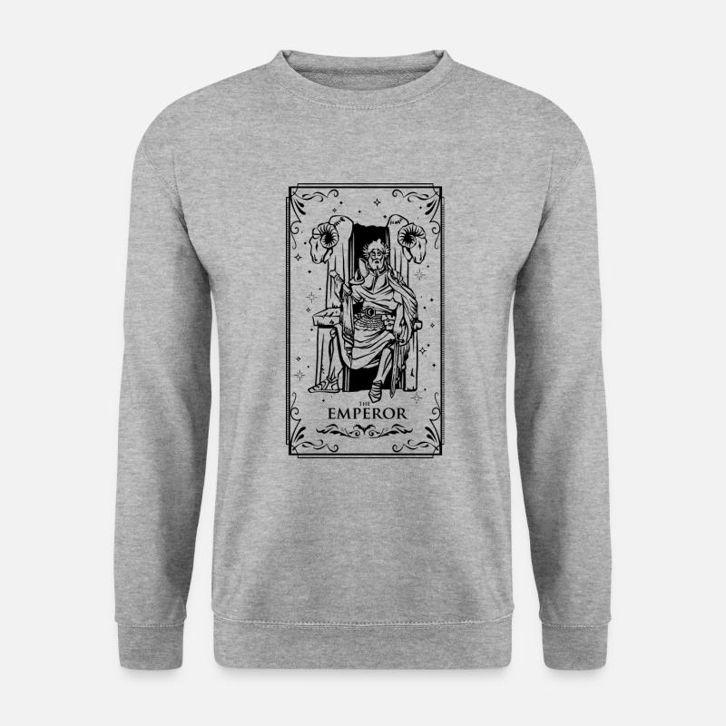 Tarotkarte Der KAISER - Unisex Pullover - Weißgrau meliert