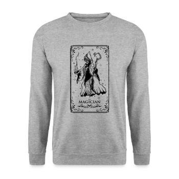 Tarotkarte Der MAGIER - Unisex Pullover - Weißgrau meliert - Vorne - Alina (178cm) & Michal (187cm)