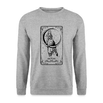 Tarotkarte La LUNE - Unisex Pullover - Weißgrau meliert - Vorne - Alina (178cm) & Michal (187cm)