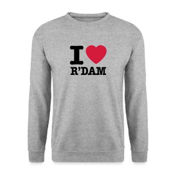i love rotterdam - Unisex Pullover - Weißgrau meliert - Vorne - Alina (178cm) & Michal (187cm)