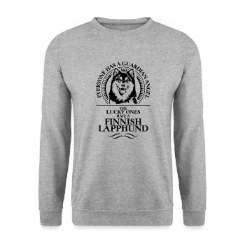 FINNOIS LAPPHUND Ange Gardien Disant WILSIGNS - Sweat-shirt Unisexe - gris chiné - Devant - Alina (178cm) & Michal (187cm)