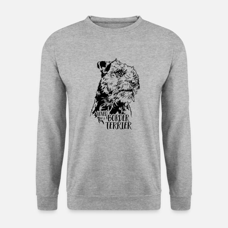 Loved by a BORDER TERRIER Hunde Hund Wilsigns - Unisex Pullover - Weißgrau meliert