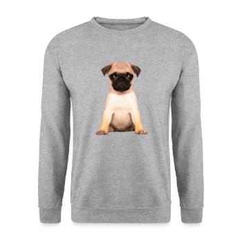 Carlin chiot - Sweat-shirt Unisexe - gris chiné - Devant - Alina (178cm) & Michal (187cm)