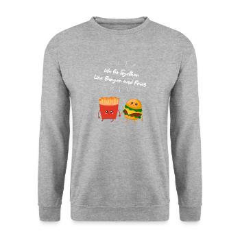 Burger & Fries Couple Cadeau pour les amateurs de frites - Sweat-shirt Unisexe - gris chiné - Devant - Alina (178cm) & Michal (187cm)