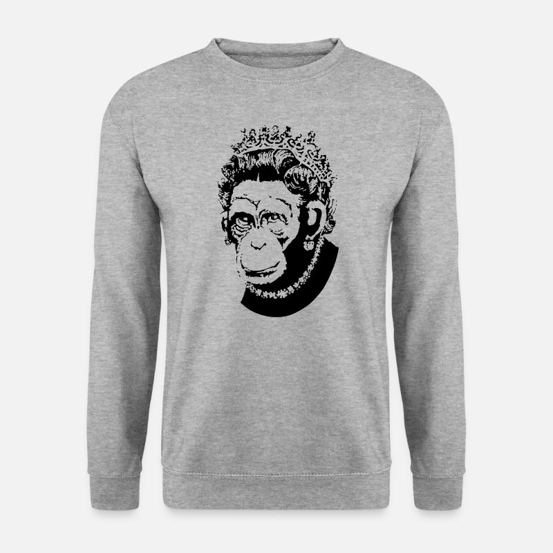 Monkey Queen - Unisex Pullover - Weißgrau meliert