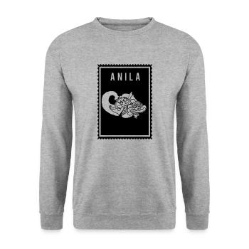 Anila - Wayang - Unisex Pullover - Weißgrau meliert - Vorne - Alina (178cm) & Michal (187cm)