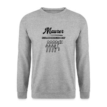 Maurer Chef Meister Selbstständigkeit Firma Bau - Unisex Pullover - Weißgrau meliert - Vorne - Alina (178cm) & Michal (187cm)