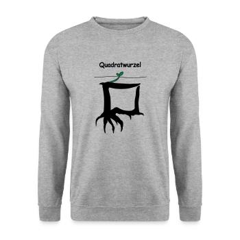 Mathe Spruch Quadratwurzel - Unisex Pullover - Weißgrau meliert - Vorne - Alina (178cm) & Michal (187cm)