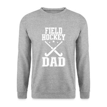 Retro Hockey - Feldhockey Papa - Unisex Pullover - Weißgrau meliert - Vorne - Alina (178cm) & Michal (187cm)