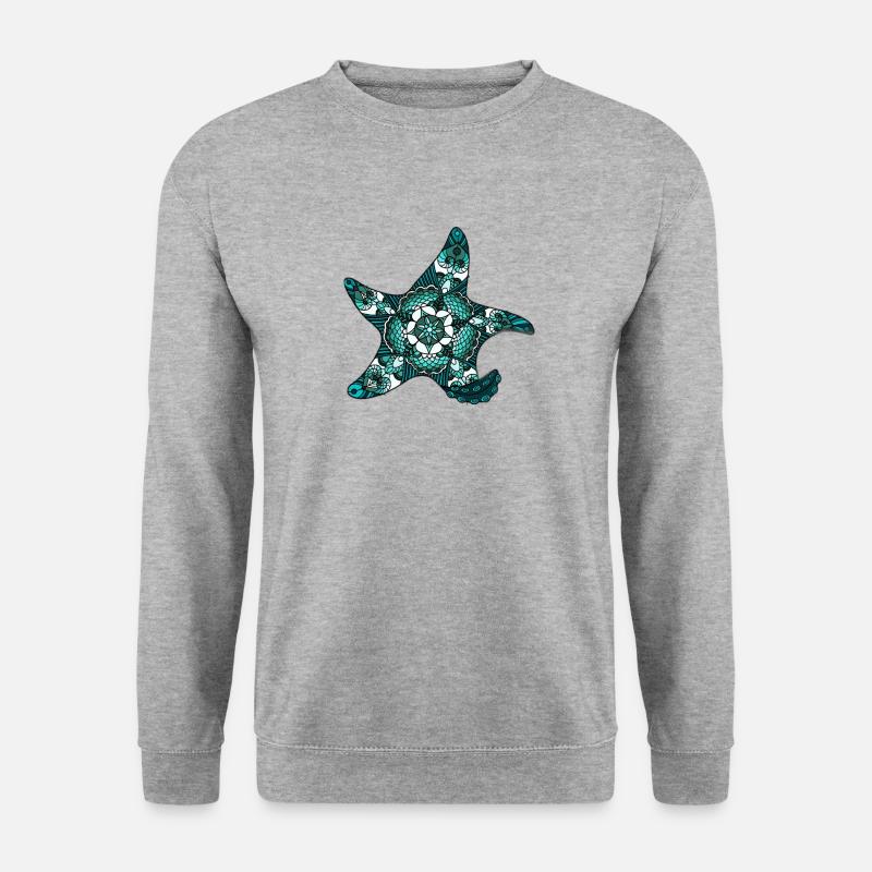 Mandala Starfish - Unisex Pullover - Weißgrau meliert