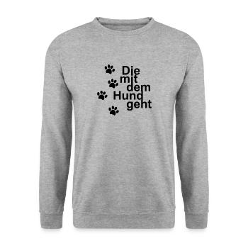 Dog Hund - Unisex Pullover - Weißgrau meliert - Vorne - Alina (178cm) & Michal (187cm)