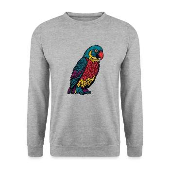 Papagei - Unisex Pullover - Weißgrau meliert - Vorne - Alina (178cm) & Michal (187cm)