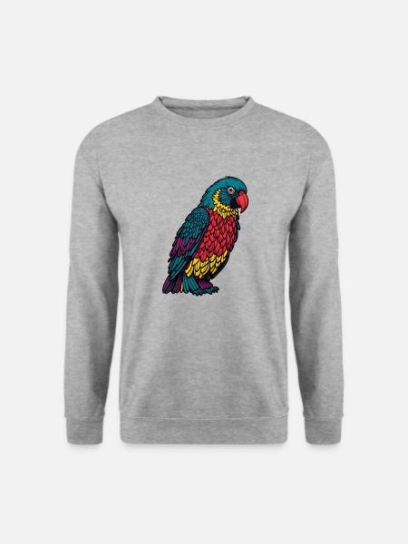 Papagei - Unisex Pullover - Weißgrau meliert