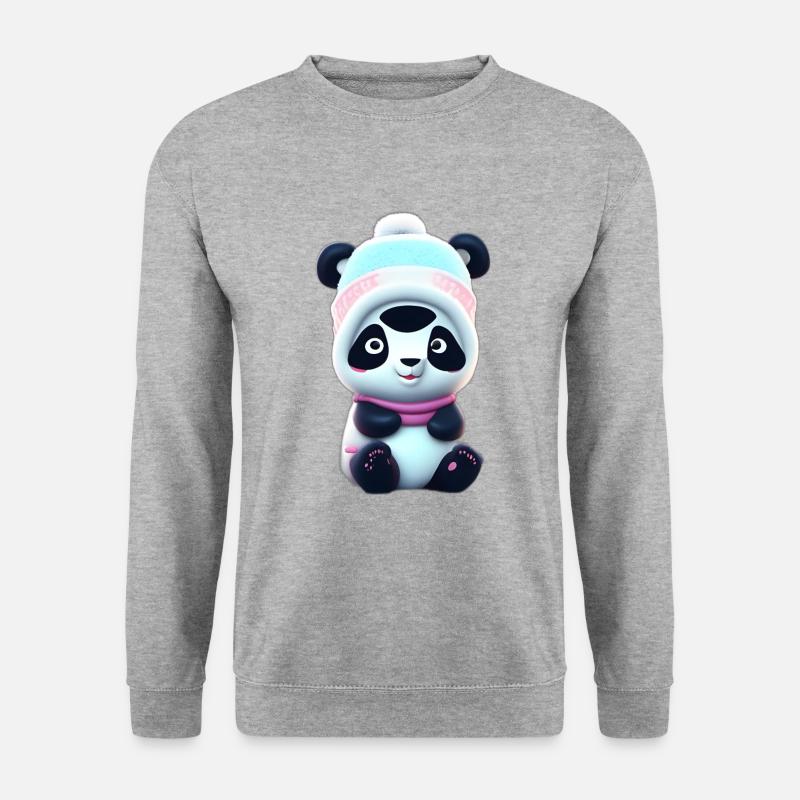 Panda im Schnee - Unisex Pullover - Weißgrau meliert
