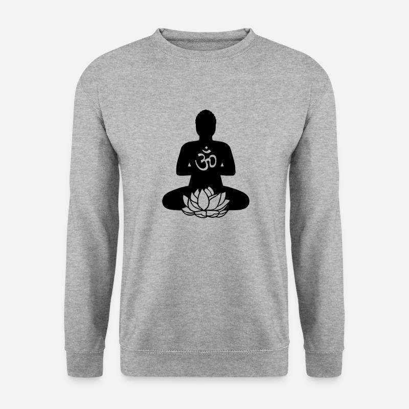 BOUDDHA | Lotus et l'OM | 2 - Sweat-shirt Unisexe - gris chiné