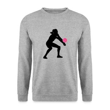 Volleyball Girl - Unisex Pullover - Weißgrau meliert - Vorne - Alina (178cm) & Michal (187cm)