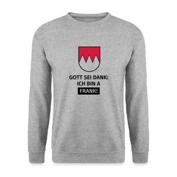 Gott sei Dank ich bin a Frank - Unisex Pullover - Weißgrau meliert - Vorne - Alina (178cm) & Michal (187cm)