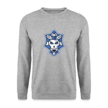 Halloween Blue and White Monster Shield - Unisex Sweatshirt - salt & pepper - Front - Alina (178cm) & Michal (187cm)