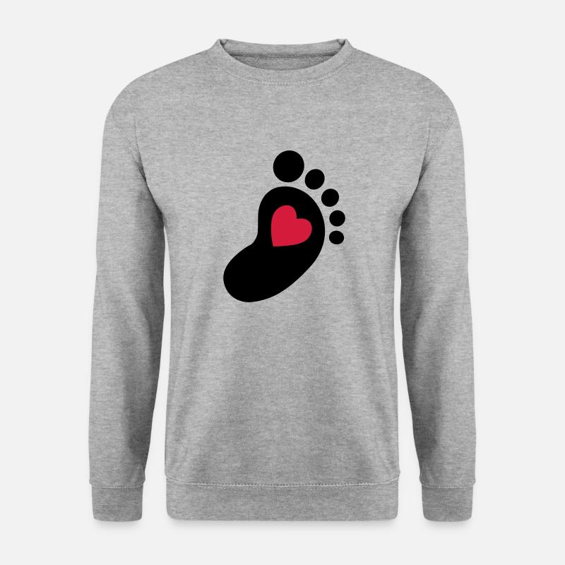 Baby Fuß Herz - Unisex Pullover - Weißgrau meliert
