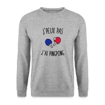 J'peux pas j'ai pingpong - Sweat-shirt Unisexe - gris chiné - Devant - Alina (178cm) & Michal (187cm)