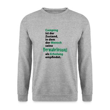 Camping Verwahrlosung Zuhause Zelten Urlaub Ferien - Unisex Pullover - Weißgrau meliert - Vorne - Alina (178cm) & Michal (187cm)