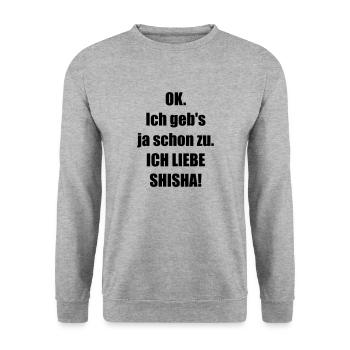 JA_ICH_LIEBE_SHISHA! - Unisex Pullover - Weißgrau meliert - Vorne - Alina (178cm) & Michal (187cm)