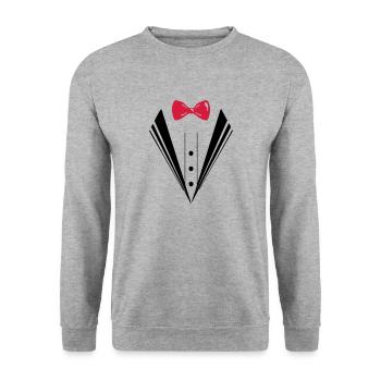 anzug 2c - Unisex Pullover - Weißgrau meliert - Vorne - Alina (178cm) & Michal (187cm)